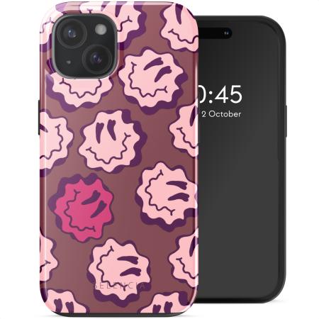 Selencia Vivid Backcover met MagSafe voor de Apple iPhone 15 - Wavy Smiley Pink