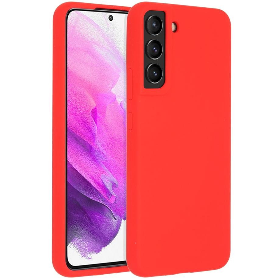 Accezz Liquid Silicone Backcover voor de Samsung Galaxy S22 Plus - Rood Rood