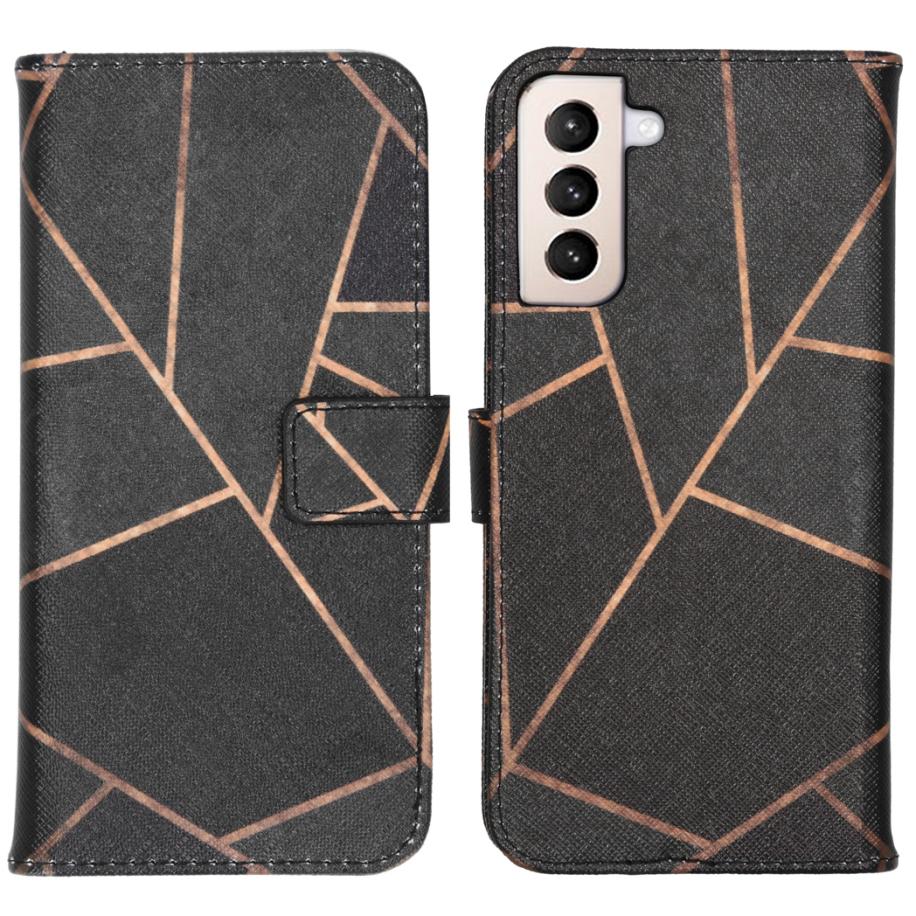 imoshion Design Softcase Bookcase voor de Samsung Galaxy S21 Plus - Black Graphic Multicolor