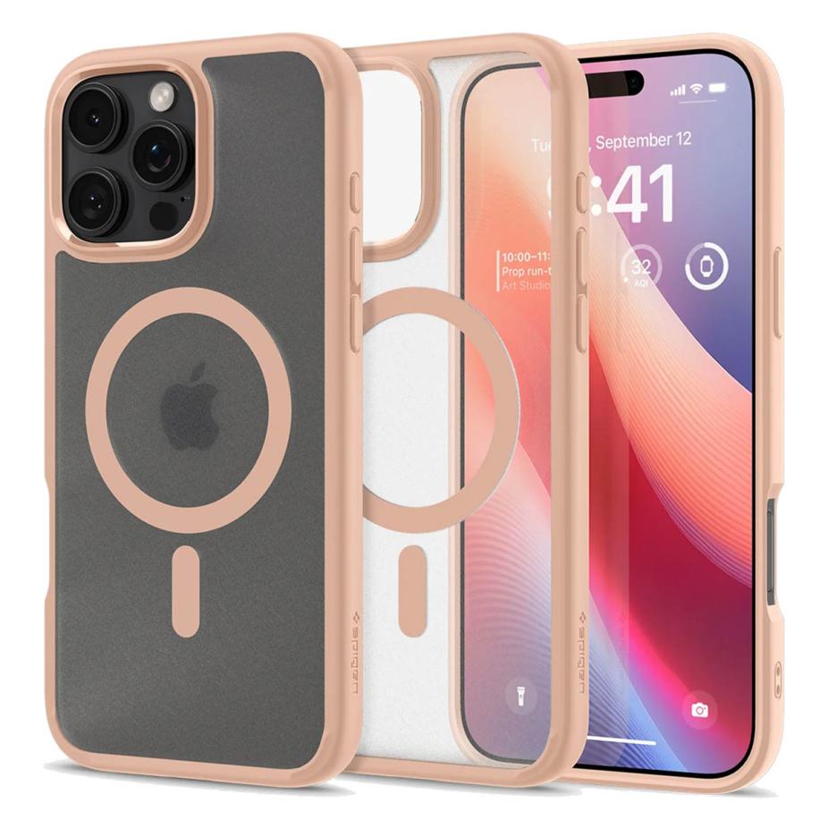 Spigen Ultra Hybrid Backcover MagSafe voor de Apple iPhone 16 Pro - Roze Titanium Roze