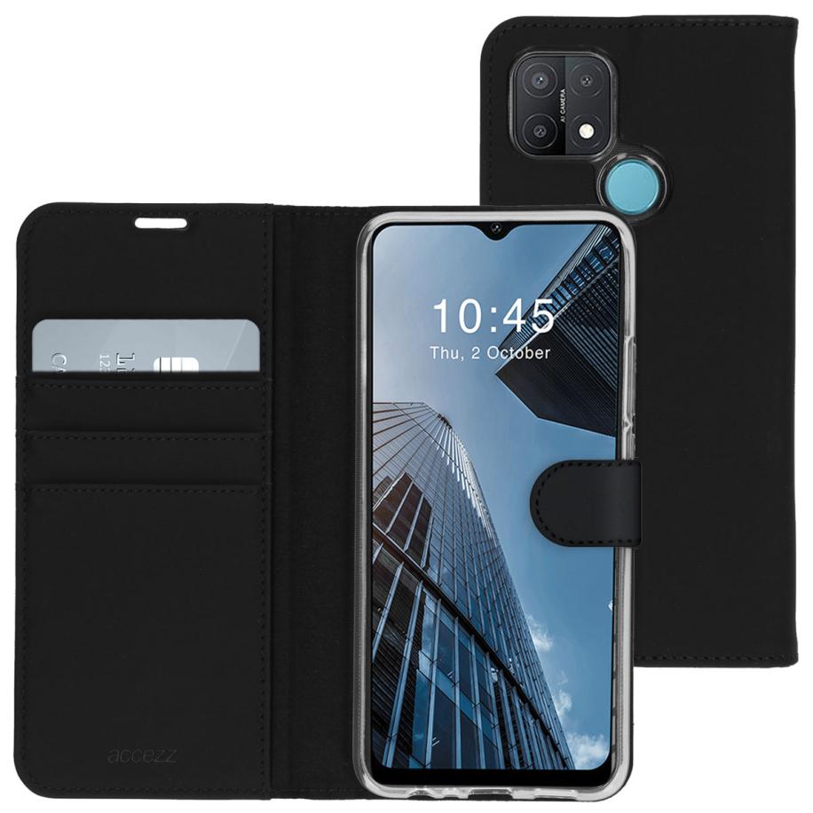 Accezz Wallet Softcase Bookcase voor de Oppo A15 - Zwart Zwart