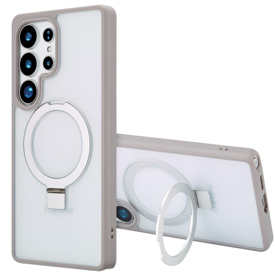 Accezz Ring Stand Backcover met MagSafe voor de Samsung Galaxy S25 Ultra - Grijs Grijs