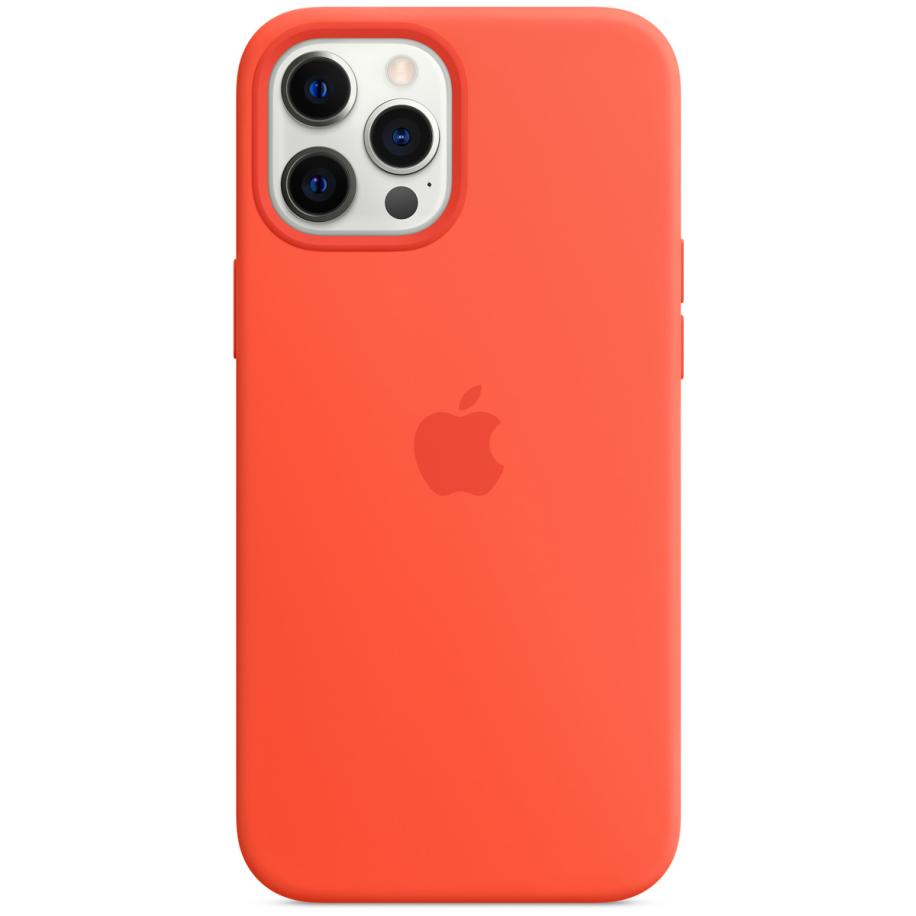 Silicone Backcover MagSafe voor de Apple iPhone 12 Pro Max - Electric Orange Oranje