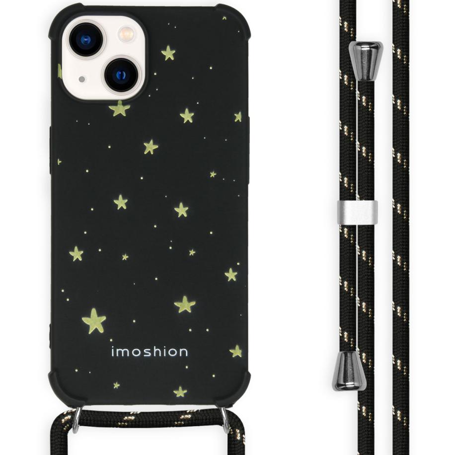 imoshion Design hoesje met koord voor de Apple iPhone 14 - Stars Gold Zwart