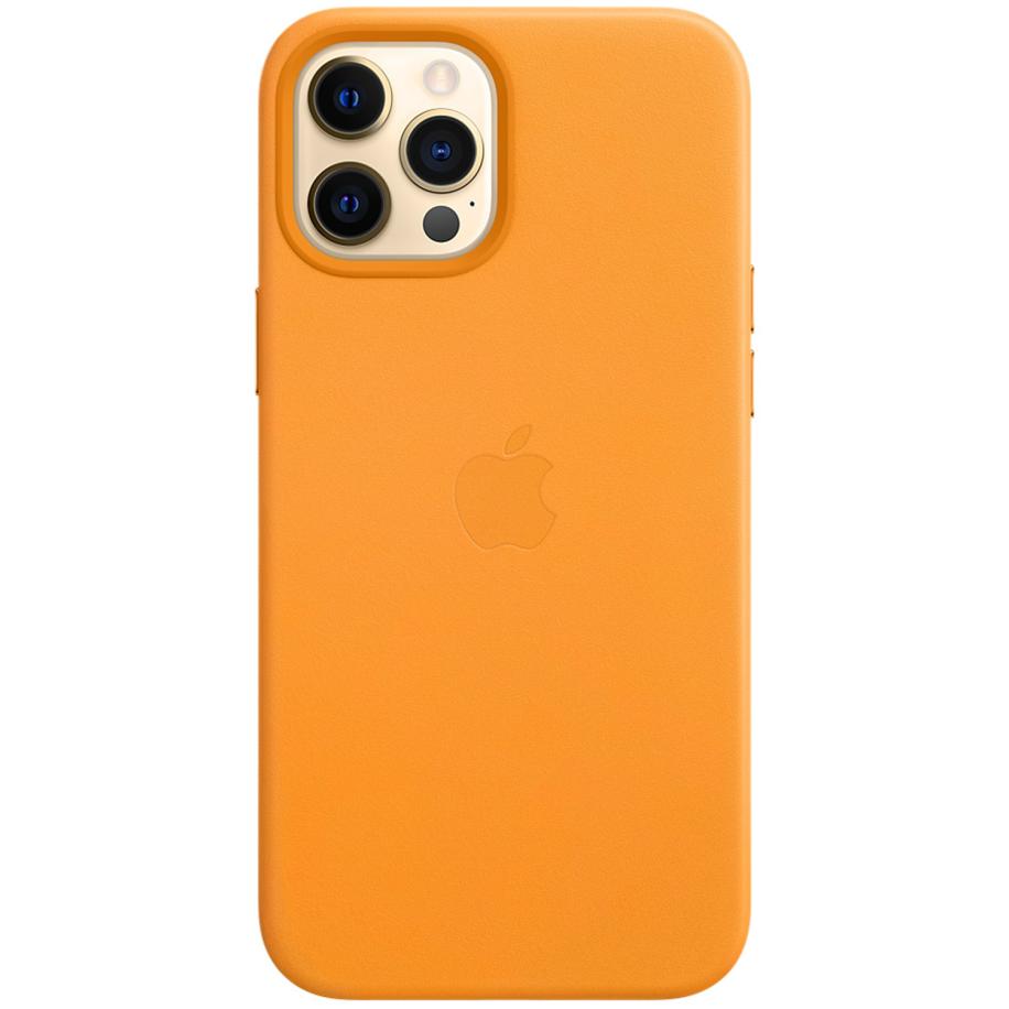 Leather Backcover MagSafe voor de Apple iPhone 12 Pro Max - California Poppy Geel
