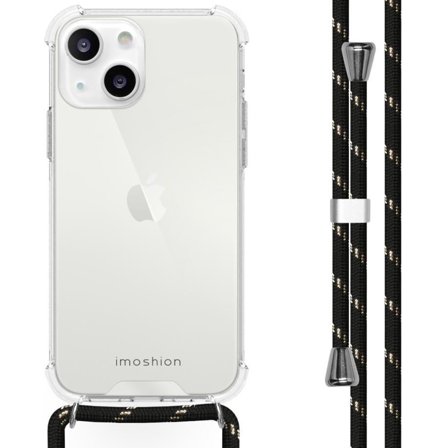 imoshion Backcover met koord voor de Apple iPhone 13 - Zwart & Goud Transparant