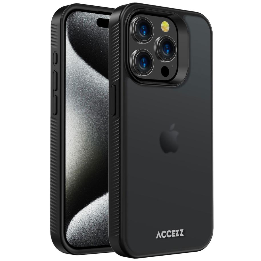 Accezz Rugged Frosted Backcover voor de Apple iPhone 15 Pro - Zwart Zwart