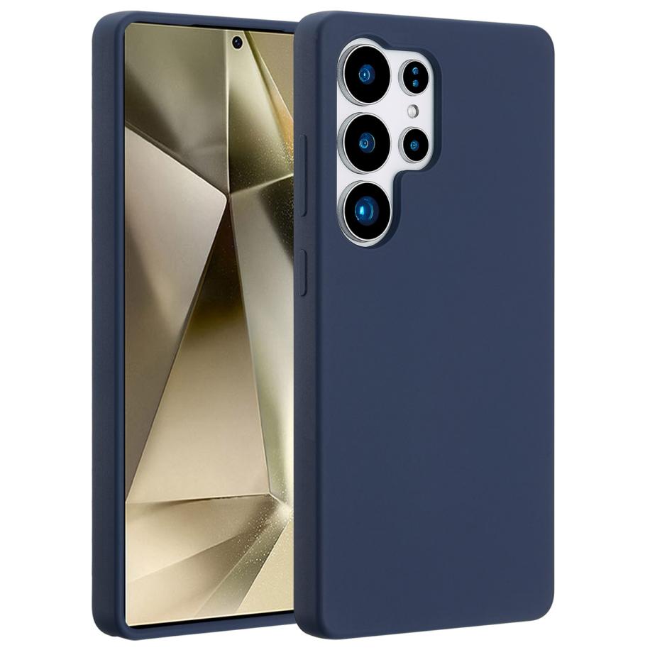 Accezz Liquid Silicone Backcover met MagSafe voor de Samsung Galaxy S25 Ultra - Donkerblauw Blauw