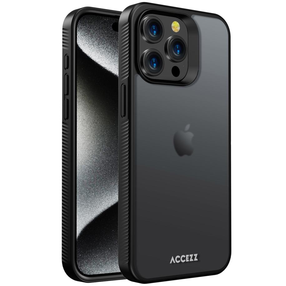 Accezz Rugged Frosted Backcover voor de Apple iPhone 15 Pro Max - Zwart Zwart