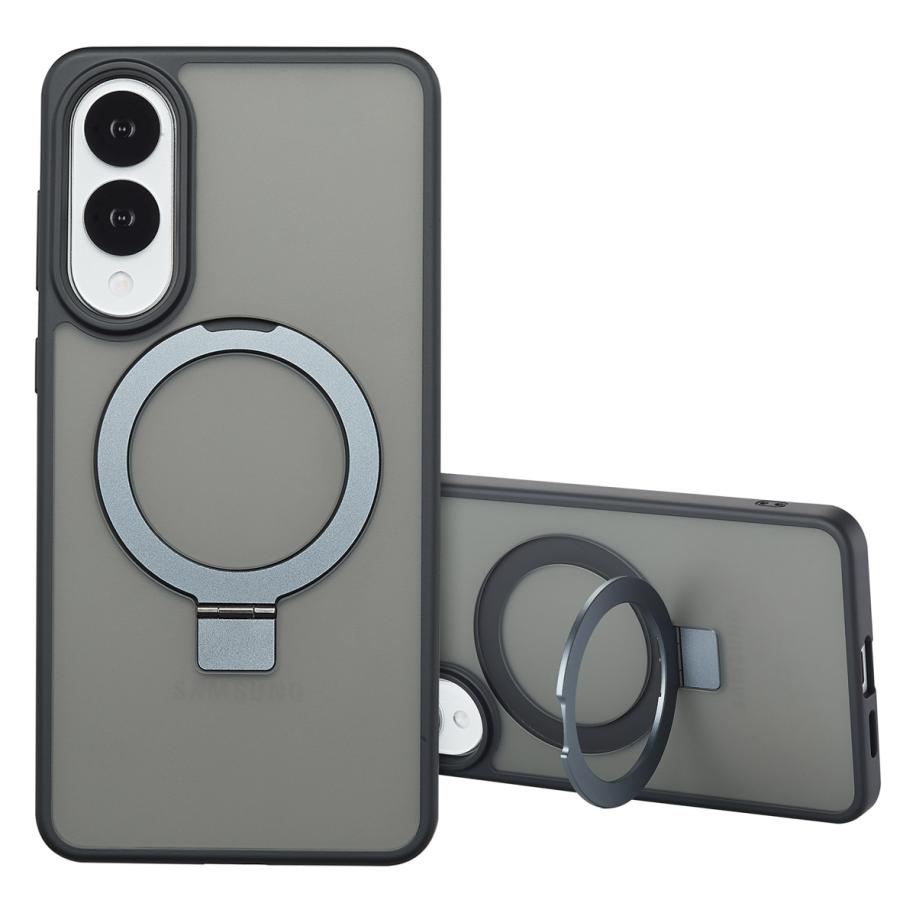 Accezz Ring Stand Backcover met MagSafe voor de Samsung Galaxy S25 Edge - Zwart Zwart