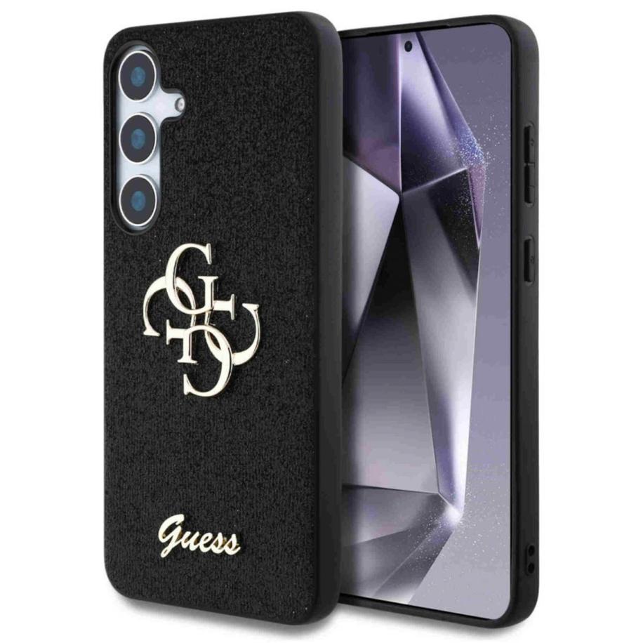 Guess 4G Metal Logo Glitter Backcover voor de Samsung Galaxy S25 Plus - Zwart Zwart