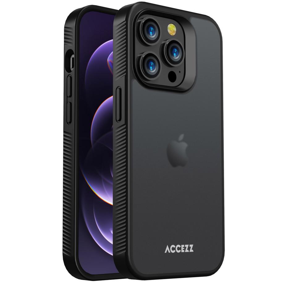 Accezz Rugged Frosted Backcover voor de Apple iPhone 14 Pro - Zwart Zwart