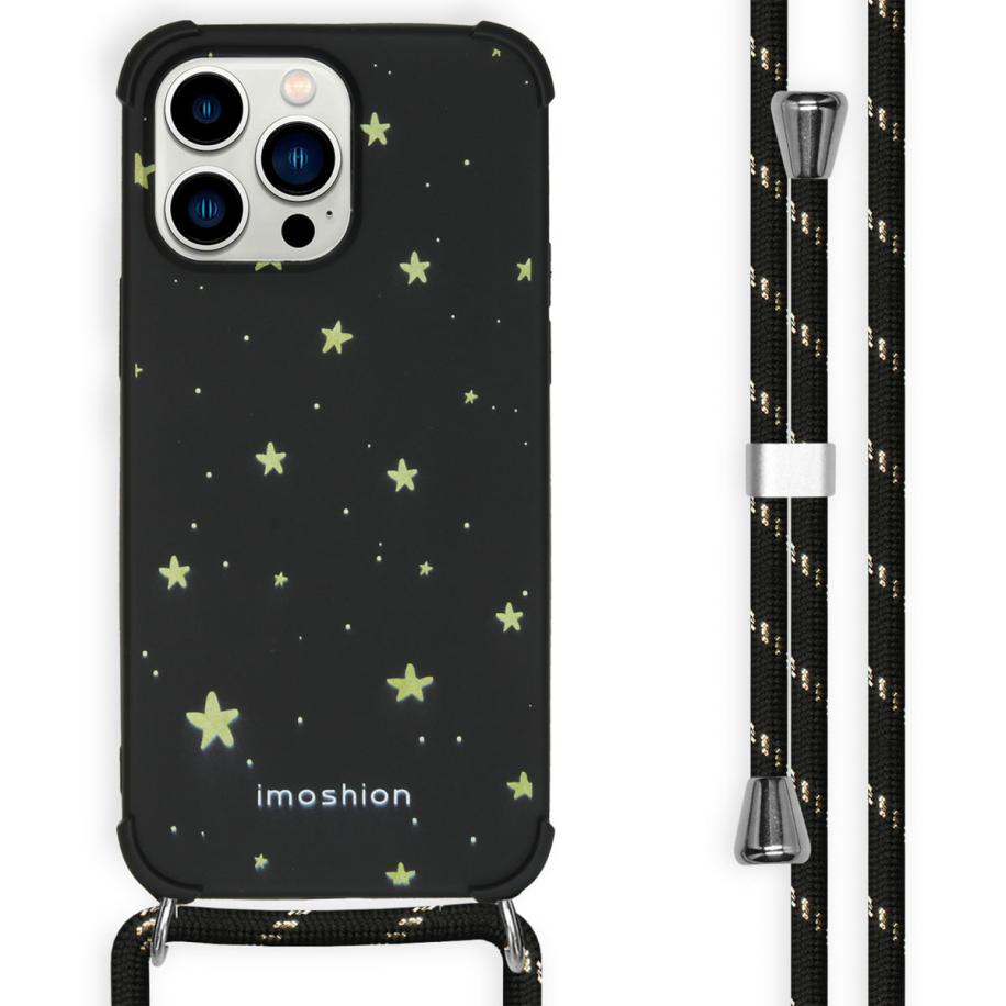 imoshion Design hoesje met koord voor de Apple iPhone 14 Pro Max - Stars Gold Zwart