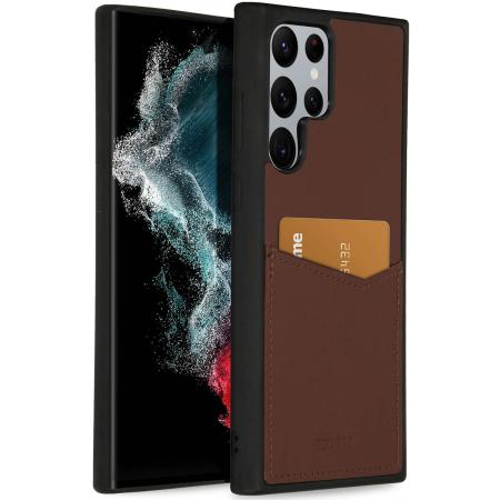 Accezz Premium Leather Card Slot Backcover voor de Samsung Galaxy S22 Ultra - Bruin