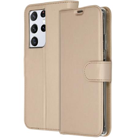 Accezz Wallet Softcase Bookcase voor de Samsung Galaxy S21 Ultra - Goud