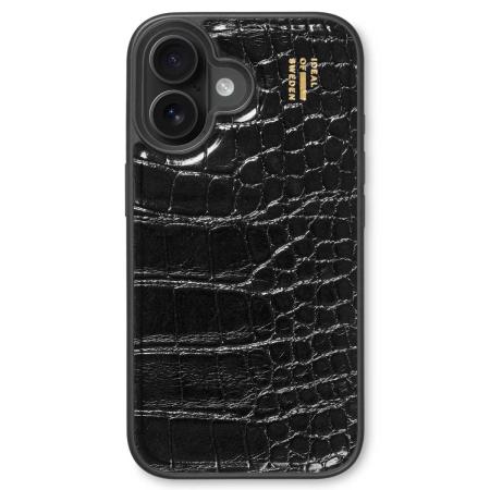 iDeal of Sweden Vegan Leather Backcover voor de Apple iPhone 16 Plus - Black Croco