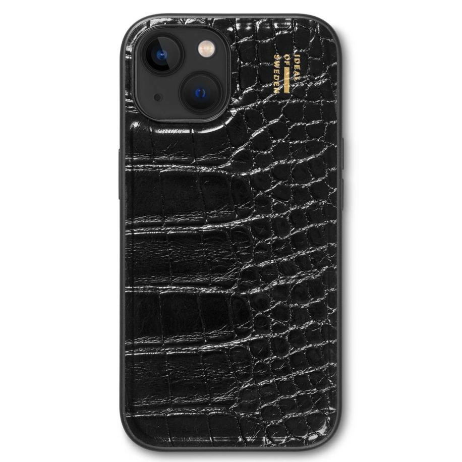 iDeal of Sweden Vegan Leather Backcover voor de Apple iPhone 13/14/15/16e - Black Croco Zwart