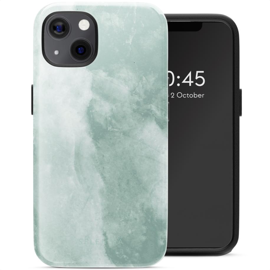 Selencia Vivid Backcover met MagSafe voor de Apple iPhone 13 - Marble Grayed Jade Multicolor