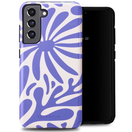 Selencia Vivid Backcover voor de Samsung Galaxy S21 FE - Modern Bloom Sapphire Blue