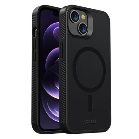Accezz Rugged Frosted MagSafe Backcover voor de Apple iPhone 14 - Zwart