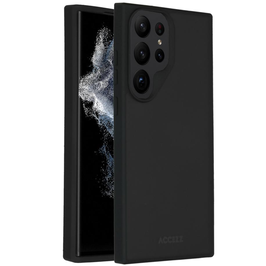 Accezz Rugged Frosted Backcover voor de Samsung Galaxy S23 Ultra - Zwart Zwart