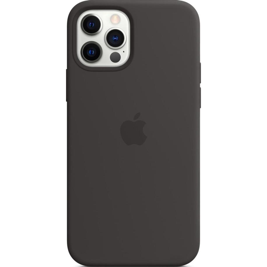 Silicone Backcover MagSafe voor de Apple iPhone 12 Pro Max - Black Zwart