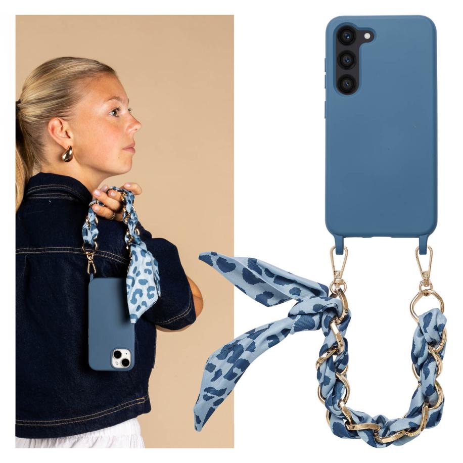 Selencia Backcover met luxe polskoord voor de Samsung Galaxy S23 - Blauw Blauw