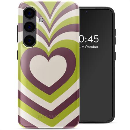 Selencia Vivid Backcover voor de Samsung Galaxy S24 - Double Hearts Plum Fern