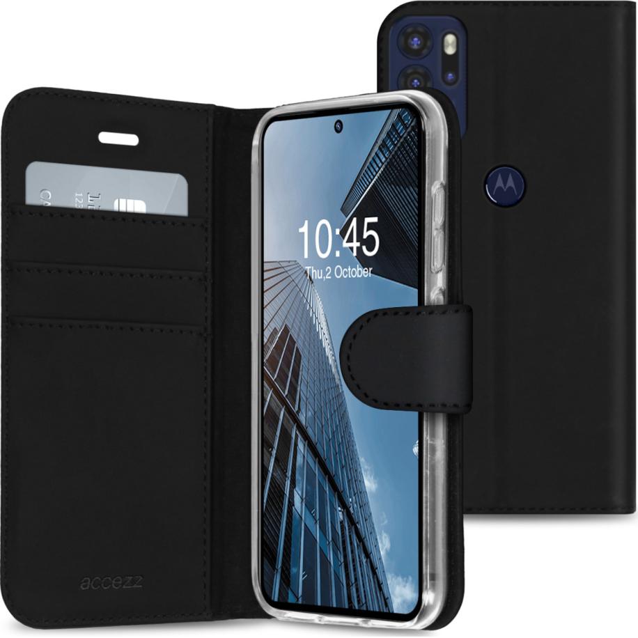 Accezz Wallet Softcase Bookcase voor de Motorola Moto G60s - Zwart Zwart