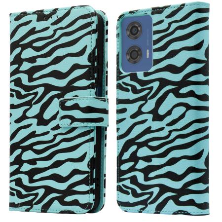 imoshion Design Bookcase voor de Motorola Moto G04 / G24 - Black Blue Stripes