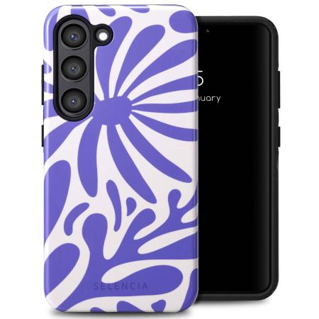 Selencia Vivid Backcover voor de Samsung Galaxy S23 - Modern Bloom Sapphire Blue