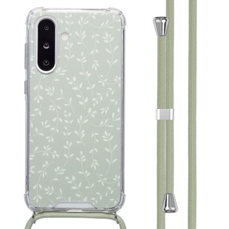 imoshion Design hoesje met koord voor de Samsung Galaxy A26 - Smoke Green Flowers