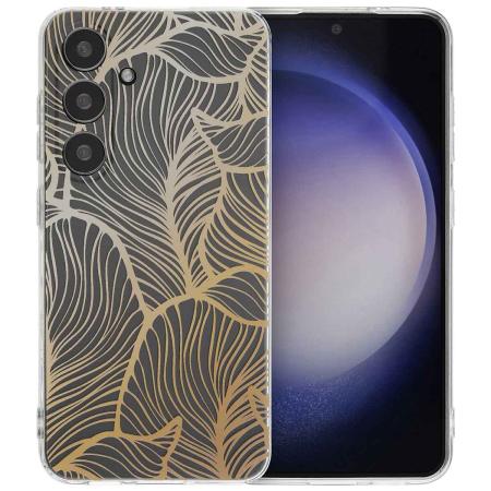 imoshion Design hoesje voor de Samsung Galaxy S24 - Golden Leaves Transparant