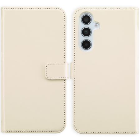 Selencia Echt Leren Bookcase voor de Samsung Galaxy A35 - Greige