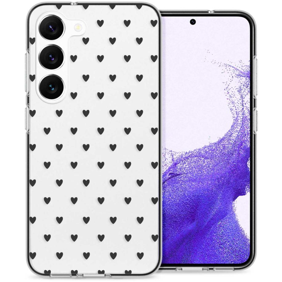 imoshion Design hoesje voor de Samsung Galaxy S23 - Hearts All Over Black Transparant