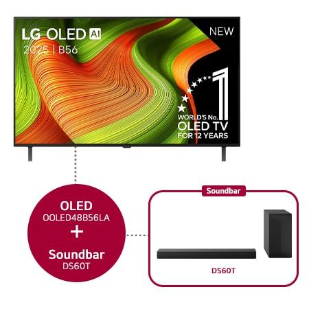 LG OLED AI B5 4K Smart TV 48 & DS60T 3.1-kanaal soundbar - OLED48B56LA.DS60T
