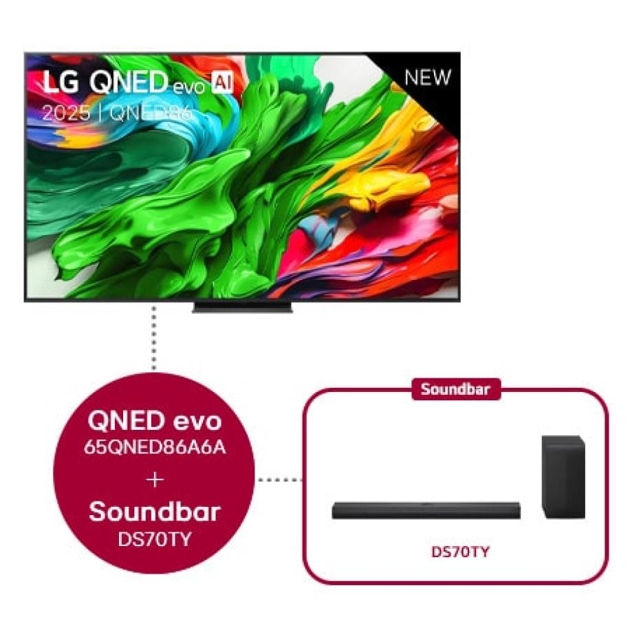 LG QNED evo AI QNED86 MiniLED 4K Smart TV 65 & DS70TY soundbars - 65QNED86A6A.DS70TY