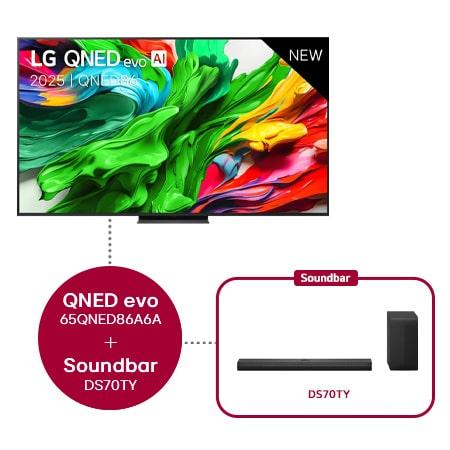 LG QNED evo AI QNED86 MiniLED 4K Smart TV 65 & DS70TY soundbars - 65QNED86A6A.DS70TY