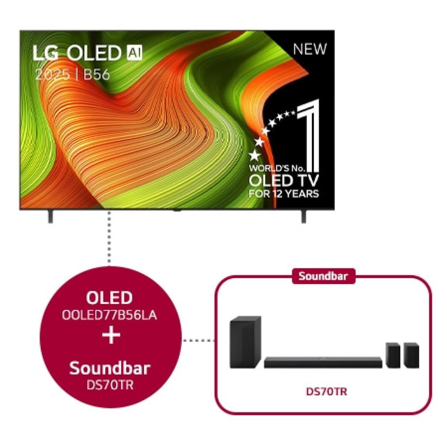 LG OLED AI B5 4K Smart TV 77 & DS70TR 5.1.1-kanaals soundbar - OLED77B56LA.DS70TR