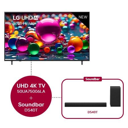 LG UHD AI UA75 4K Smart TV 2025 50 & DS40T 2.1 kanaal - 50UA75006LA.DS40T