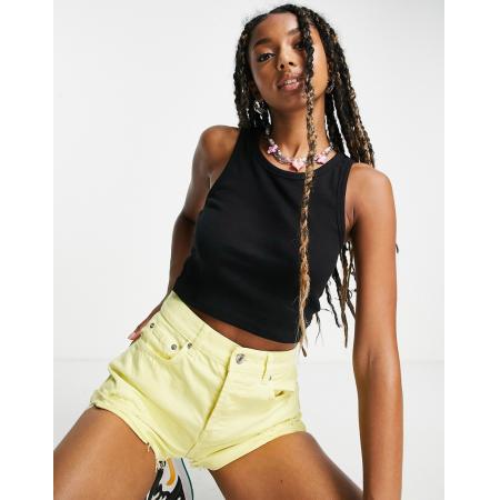 JJXX Fallon Geribbeld cropped hemd in zwart