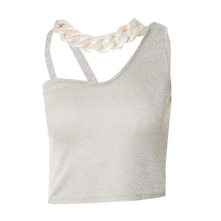 Monki Monki Top zilvergrijs / parelwit