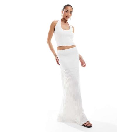 4th & Reckless Gebreide top met halternek en lage rug in wit, deel van co-ord set