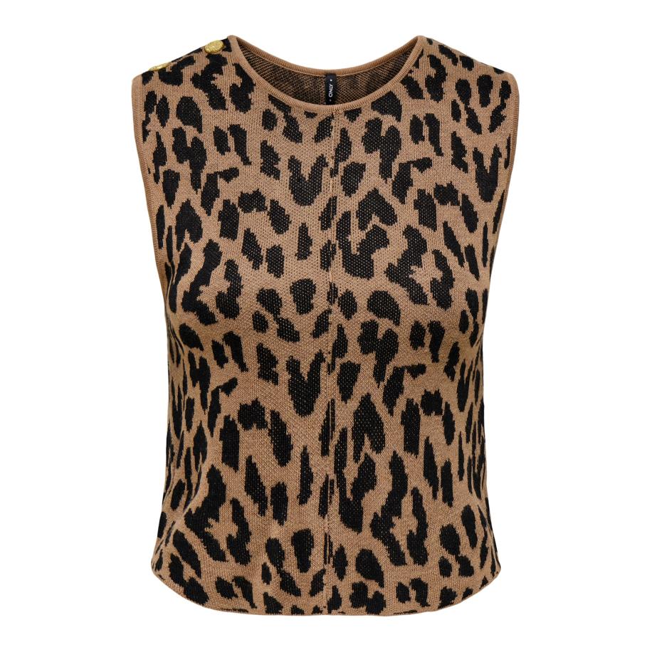 Only ONLY Gebreide top ONLVienna karamel / zwart -