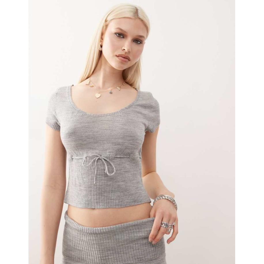 COLLUSION Gebreide top met ronde hals, deel van co-ord set-Grijs Grijs