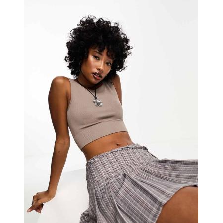 Only Naadloze crop top in champignon-Neutraal