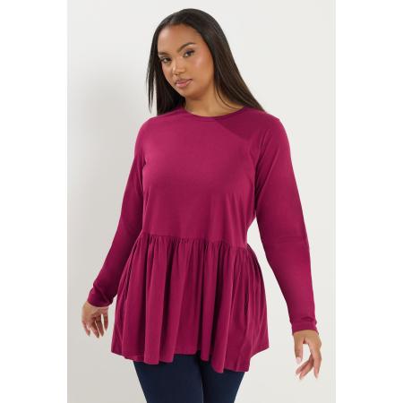 Yours Roze Peplum Top Met Lange Mouwen Size 46