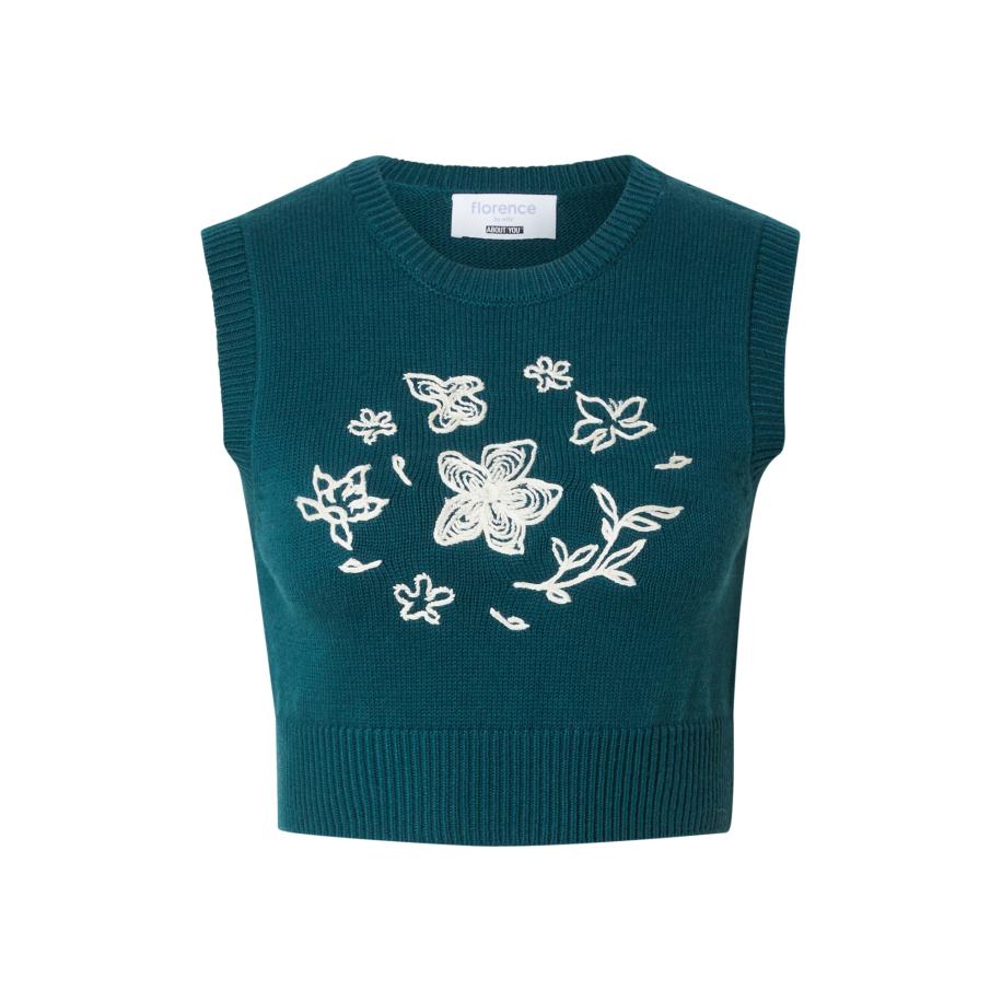 ABOUT YOU florence by mills exclusive for ABOUT YOU Gebreide top Rosemary Bloom petrol / wit -