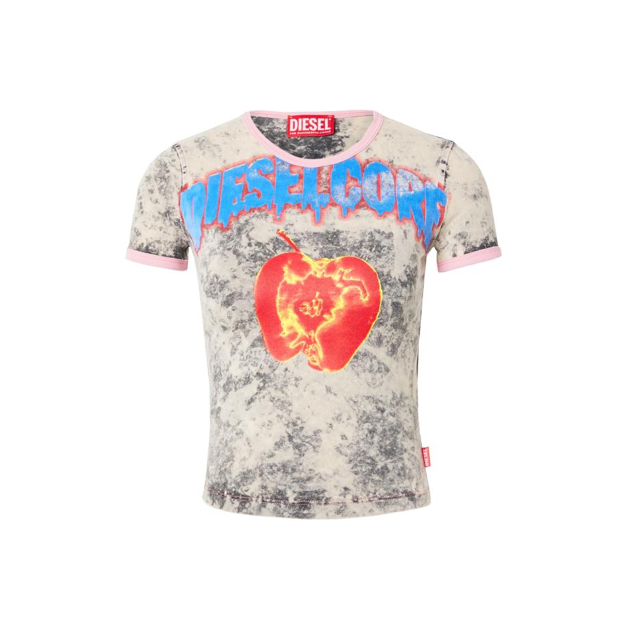 Diesel DIESEL Shirt T-UNCUTIES-SHORT-Q1 beige gemêleerd / royal blue/koningsblauw / knalrood / zwart gemêleerd -