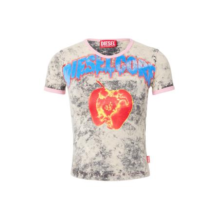 Diesel DIESEL Shirt T-UNCUTIES-SHORT-Q1 beige gemêleerd / royal blue/koningsblauw / knalrood / zwart gemêleerd